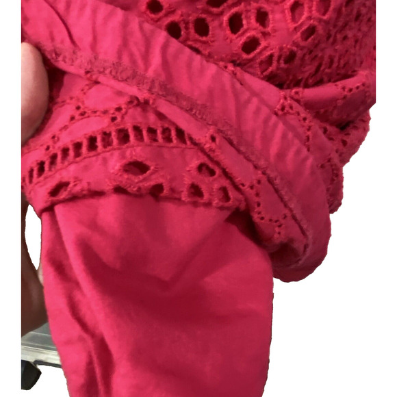 Halogen Dress Size M Short Sleeve Pink Eyelet Lace Casual Preppy Classic Sheath - Picture 9 of 10